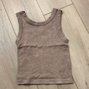Brown Ribbed Tank Top